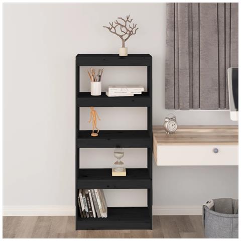 Lusso Casadino -  Libreria/divisorio Nero 60x30x135,5 Cm Legno Massello Di Pino - Foto 2