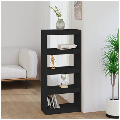 Lusso Casadino -  Libreria/divisorio Nero 60x30x135,5 Cm Legno Massello Di Pino - Foto 8