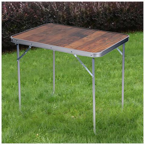Tavolo Da Campeggio Picnic Effetto Legno Tavolino Pieghevole Esterni 70x50x60cm - Foto 2