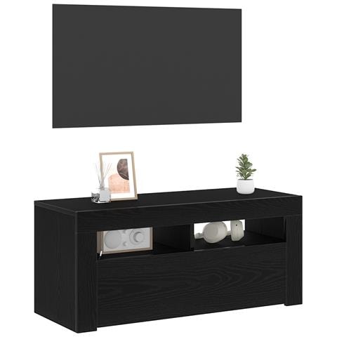 Mobile TV con LED Nero Rovere 90x35x40 cm Legno ingegnerizzato - Foto 9