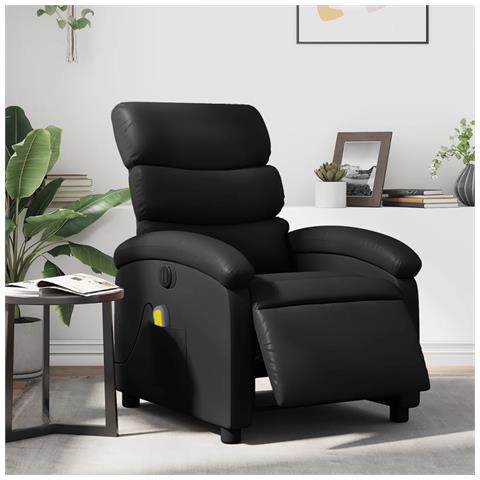 Poltrona Massaggiante Reclinabile Elettrica Nera in Similpelle - Foto 2