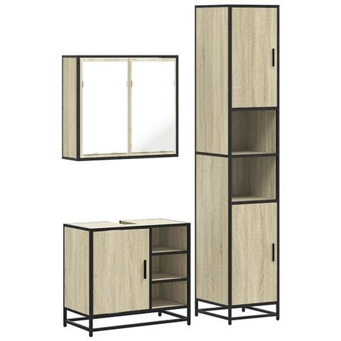 Set Mobili da Bagno 3 pz Rovere Sonoma in Legno Multistrato - Foto 1