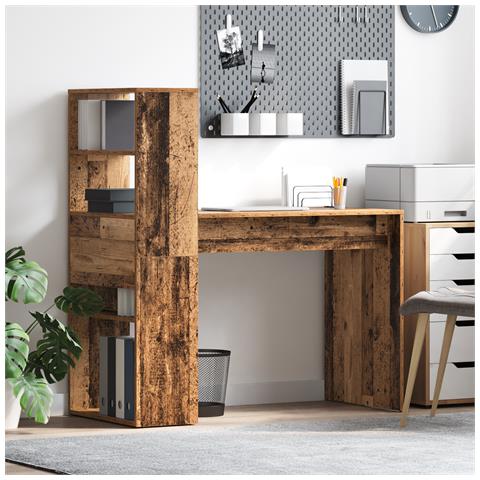 Scrivania con Archiviazione Legno Vecchio 113x54x120 cm Legno Ingegnerizzato - Foto 2