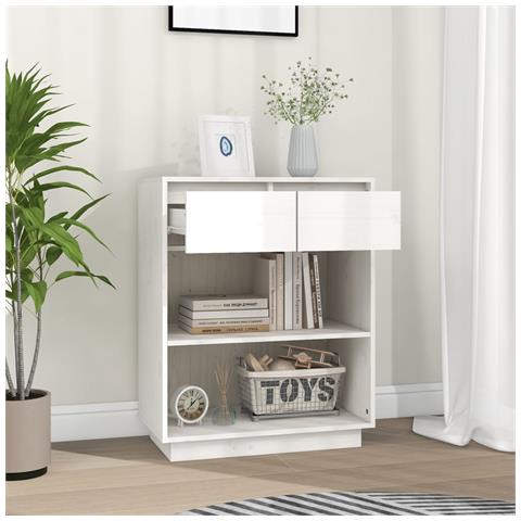 Lusso Casadino -  Mobile Consolle Bianco 60x34x75 Cm In Legno Massello Di Pino - Foto 2