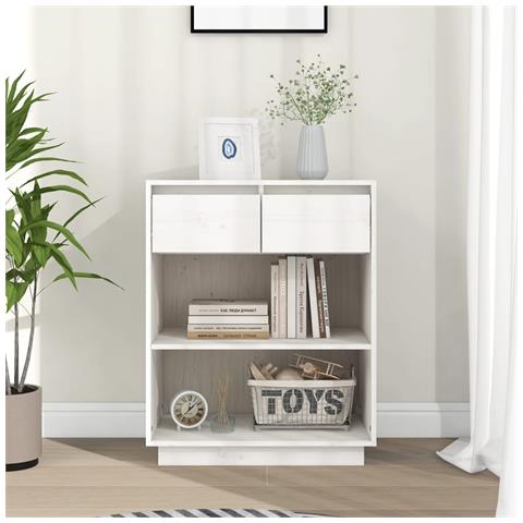 Lusso Casadino -  Mobile Consolle Bianco 60x34x75 Cm In Legno Massello Di Pino - Foto 8