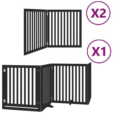 Cancello Cani Porta Pieghevole Nero 8 Pannelli 640 cm Pioppo - Foto 1