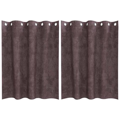 Tenda con tende 2 pcs Marrone 140 x 140 cm Velluto - Foto 1