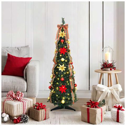 Albero di Natale artificiale con 50 LED Verde 120 cm PVC - Foto 2
