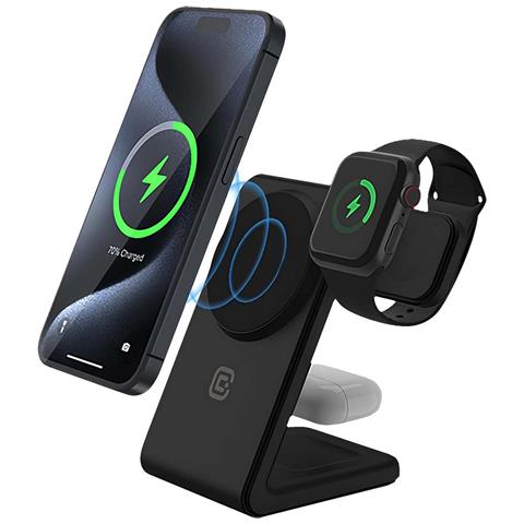 Caricatore Wireless 3-in-1 Per Iphone / Apple Watch / Airpods Modello Magspot, Nero - Foto 2