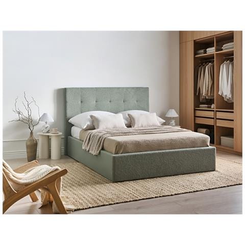 Letto Contenitore Bouclé Lorient 140 X 200 Cm Verde - Foto 1
