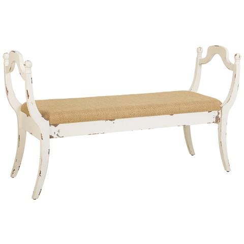 Sgabello Imbottita In Legno Bianco 139x45,5x78h - Foto 1