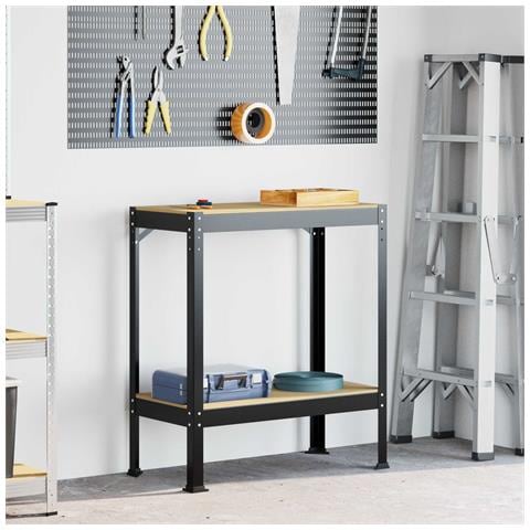 Banco da lavoro con lo scaffale Nero 81 x 41 x 91 cm - Foto 2