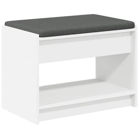 Panca per ingresso con cuscino Bianco 63 x 38 x 45 cm - Foto 1