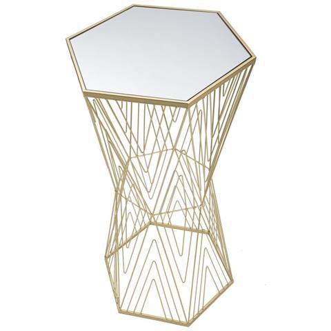 Tavolino Consolle Lines 6 Glam In Ferro E Specchio Oro 40x35x80 Cm - Foto 2
