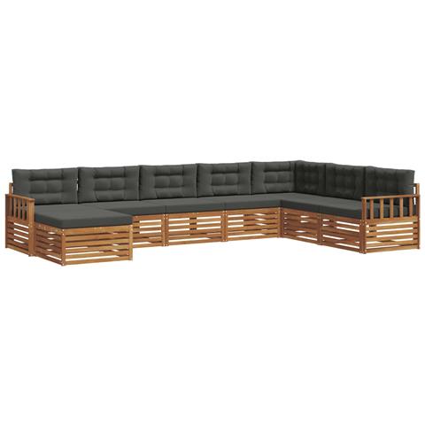Set divani 8 pcs Naturale e Antracite Legno di Acacia Massello - Foto 1