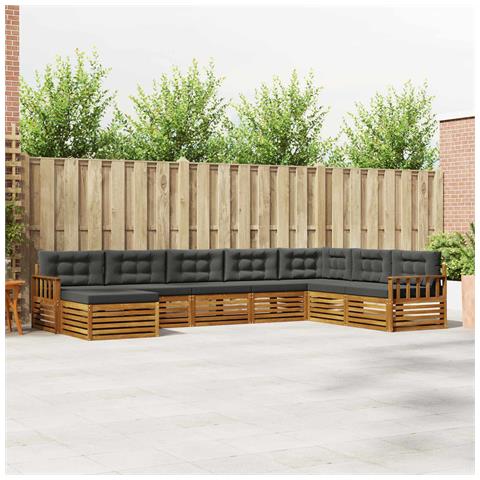 Set divani 8 pcs Naturale e Antracite Legno di Acacia Massello - Foto 2