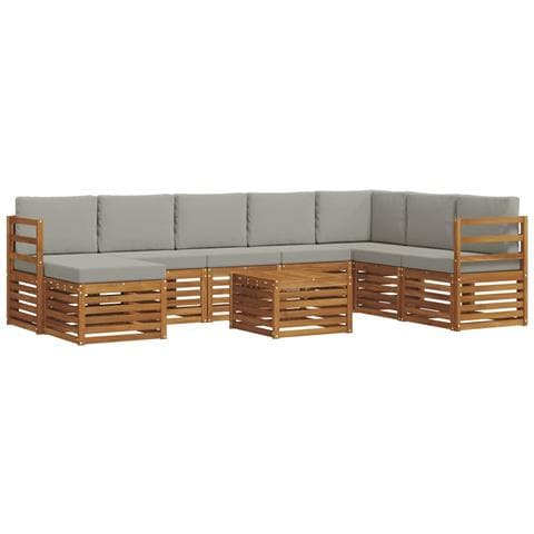 Set divani con cuscino 9 pcs Grigio Naturale e Chiaro - Foto 1