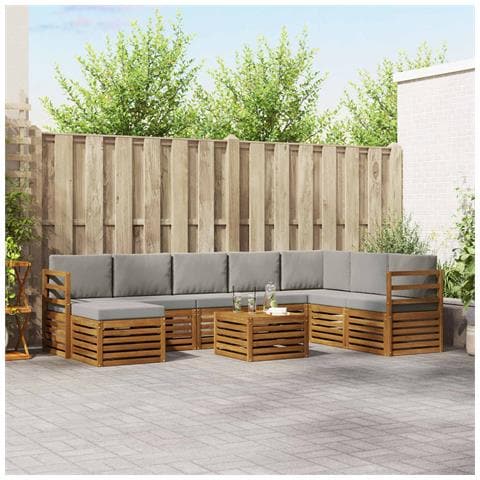 Set divani con cuscino 9 pcs Grigio Naturale e Chiaro - Foto 2