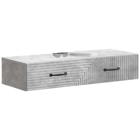 Tavolino da Parete Laterale Grigio Cemento 87,5 x 34,5 x 17 cm - Foto 2