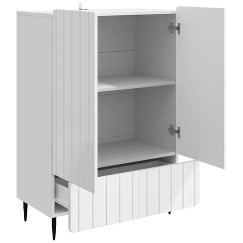 Credenza Bianco Lucido 66 x 34,5 x 97 cm Legno ingegnerizzato - Foto 2