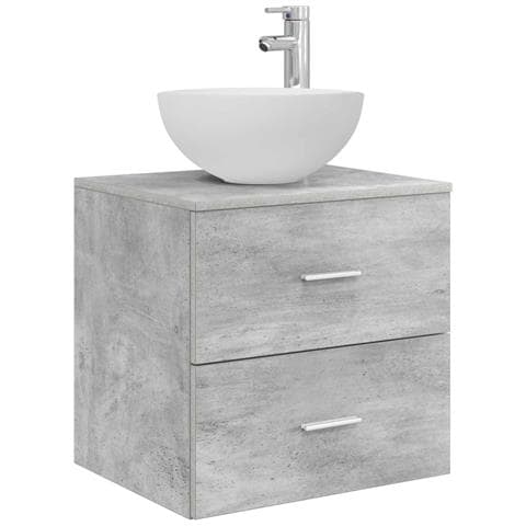 Mobiletto con Lavabo a Parete Grigio Cemento 49,5 x 35 x 63 cm - Foto 1