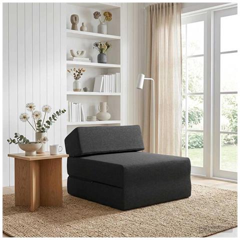 Divano Letto Pieghevole Nero 60 x 70 x 41 cm Tessuto - Foto 2