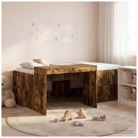 Letto alto per bambini con scrivania Rovere Fumo 75 x 190 cm - Foto 2