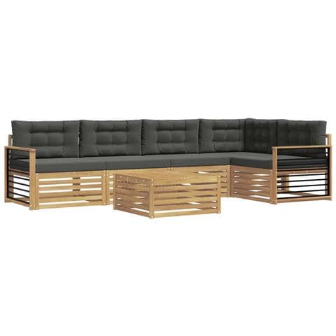 Set di divani da esterno 6 pcs Bianco e Antracite Poliestere - Foto 1