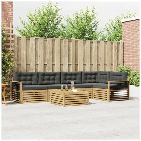 Set di divani da esterno 6 pcs Bianco e Antracite Poliestere - Foto 2