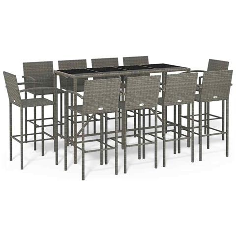 Set da Bar da Giardino 11 pz Grigio in Polyrattan - Foto 1