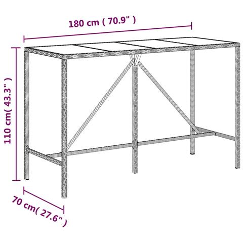 Set da Bar da Giardino 11 pz Grigio in Polyrattan - Foto 9