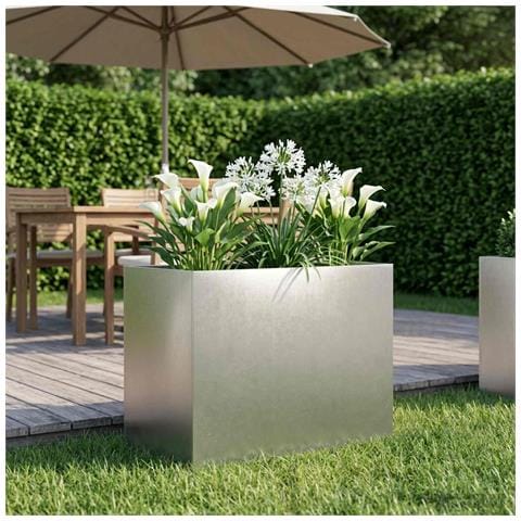 Vaso da giardino Argento 60 x 40 x 50 cm Acciaio Inox - Foto 2