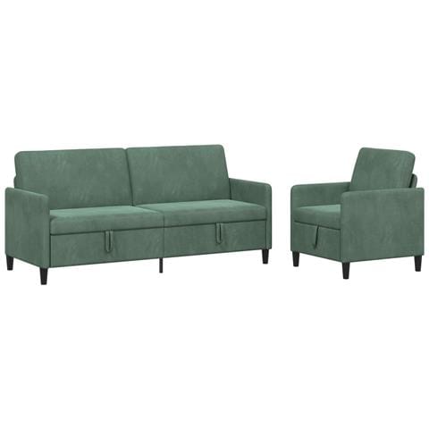 Set di Divani con Storage 2 pz Verde Mare Poliestere - Foto 1