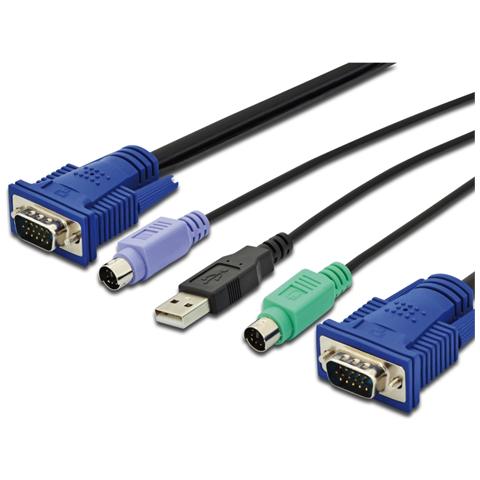 Cavo Triplo Per Console Con Switch Kvm Per Server Usb / Ps2 - Mt. 1,80 - Foto 2