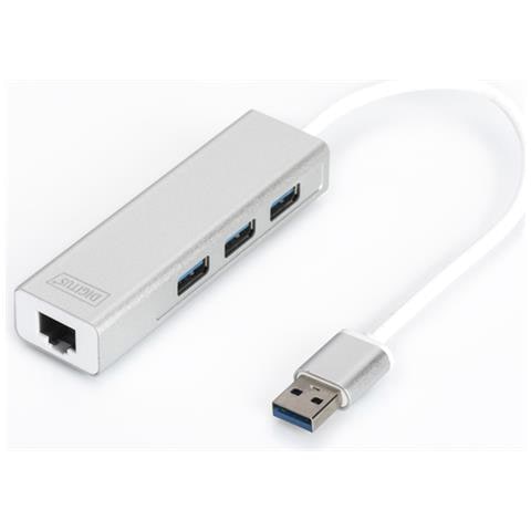 ASSMANN Electronic DA-70250-1 USB 3.0 (3.1 Gen 1) Type-A 1000Mbit / s Argento, Bianco perno e concentratore - Foto 1