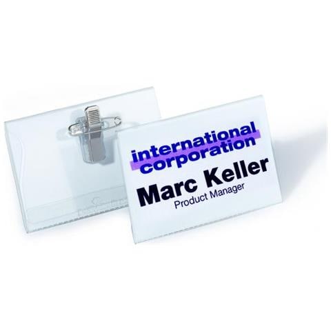 Portanome Combi Clip Clip Coccodrillo+spilla 40x75mm Hxl Trasp. 50pz - Foto 1