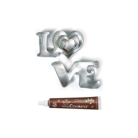 Tagliabiscotti In Acciaio Inox Love + Penna Alimentare Al Cioccolato - Foto 1