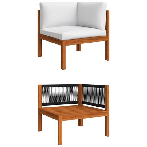 Set Divani Da Giardino 10 Pz Con Cuscini Crema Massello Acacia - Foto 10