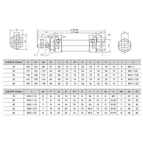 Pneumatico Sottile Cilindro Dellaria Mal 20-50 Pt1 8 Porte 20 Mm (08) Bore 50mm (2) Corsa Doppio Effetto - Foto 3