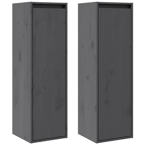 Pensili Grigi 2 Pz 30x30x100 Cm In Legno Massello Di Pino - Foto 1