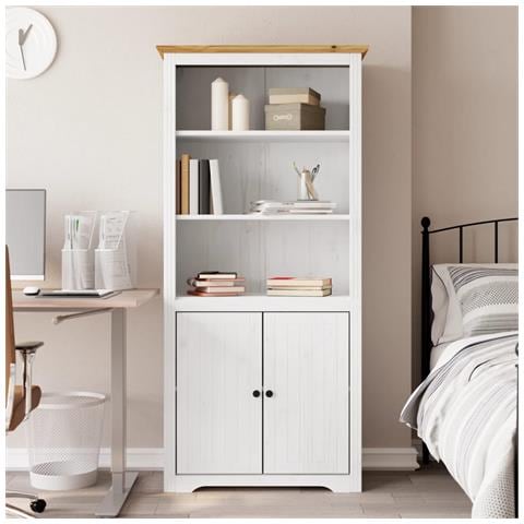 Libreria BODO 82x40x173 cm Legno Massello Pino Bianco e Marrone - Foto 8