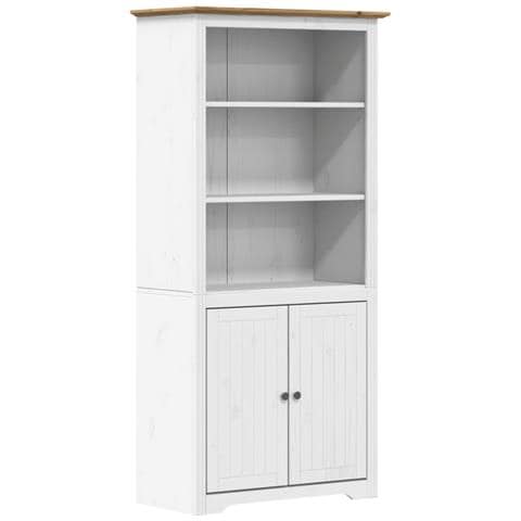Libreria BODO 82x40x173 cm Legno Massello Pino Bianco e Marrone - Foto 1