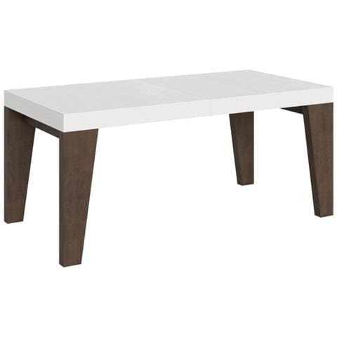 Tavolo Allungabile 90x180/440 Cm Naxy Mix Piano Bianco Frassino - Gambe Noce - Bianco Frassino /noce - Foto 1