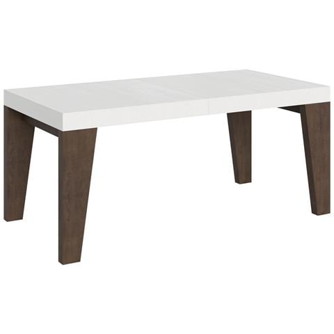 Tavolo Allungabile 90x180/440 Cm Naxy Mix Piano Bianco Frassino - Gambe Noce - Bianco Frassino /noce - Foto 6