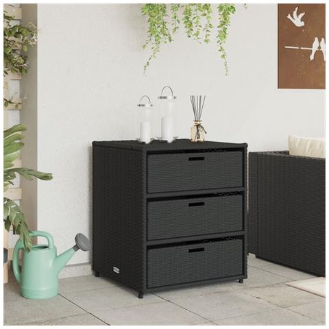 Armadietto Portaoggetti Da Giardino Nero 55x59x69cm Polyrattan - Foto 3