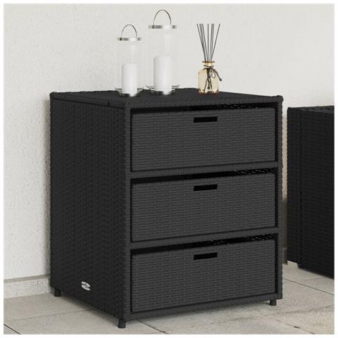 Armadietto Portaoggetti Da Giardino Nero 55x59x69cm Polyrattan - Foto 1