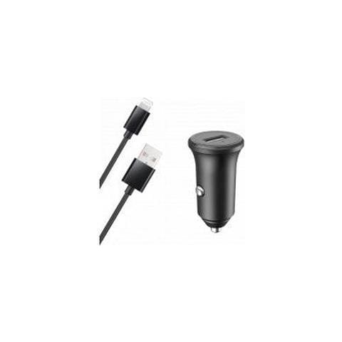 Caricabatterie Auto Usb A 2.4a Fastcharge + Cavo Usb A/lightning, Nero - Foto 1