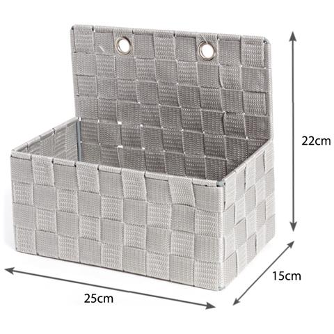 Contenitore Rattan Decorativo Cestino Con Maniglie Porta Oggetti Riviste 25x15x22cm 25x15x22 Grigio - Foto 2