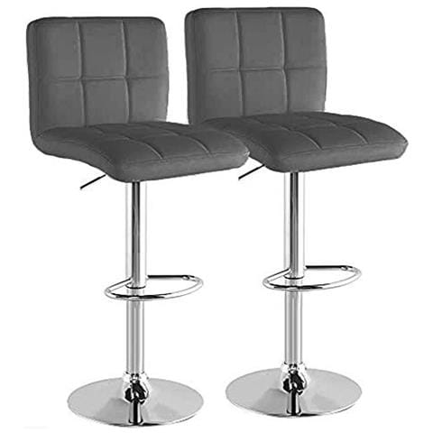 Set 2 Sgabelli Cucina Seduta Pelle Imbottita Sgabello Girevole Casa Bar Grigio - Foto 1
