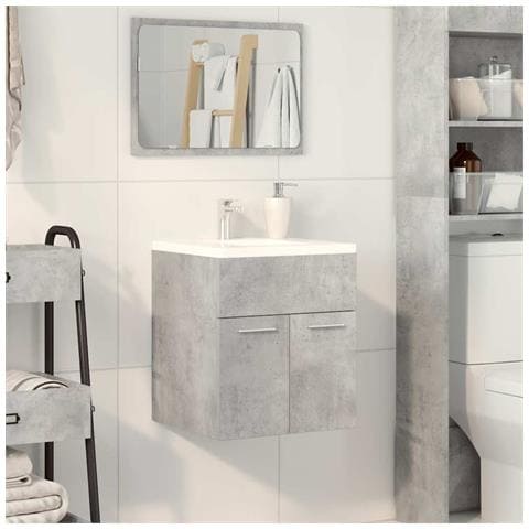 Mobile Lavabo Bagno Grigio Cemento 41x38,5x46 Cm In Truciolato - Foto 3